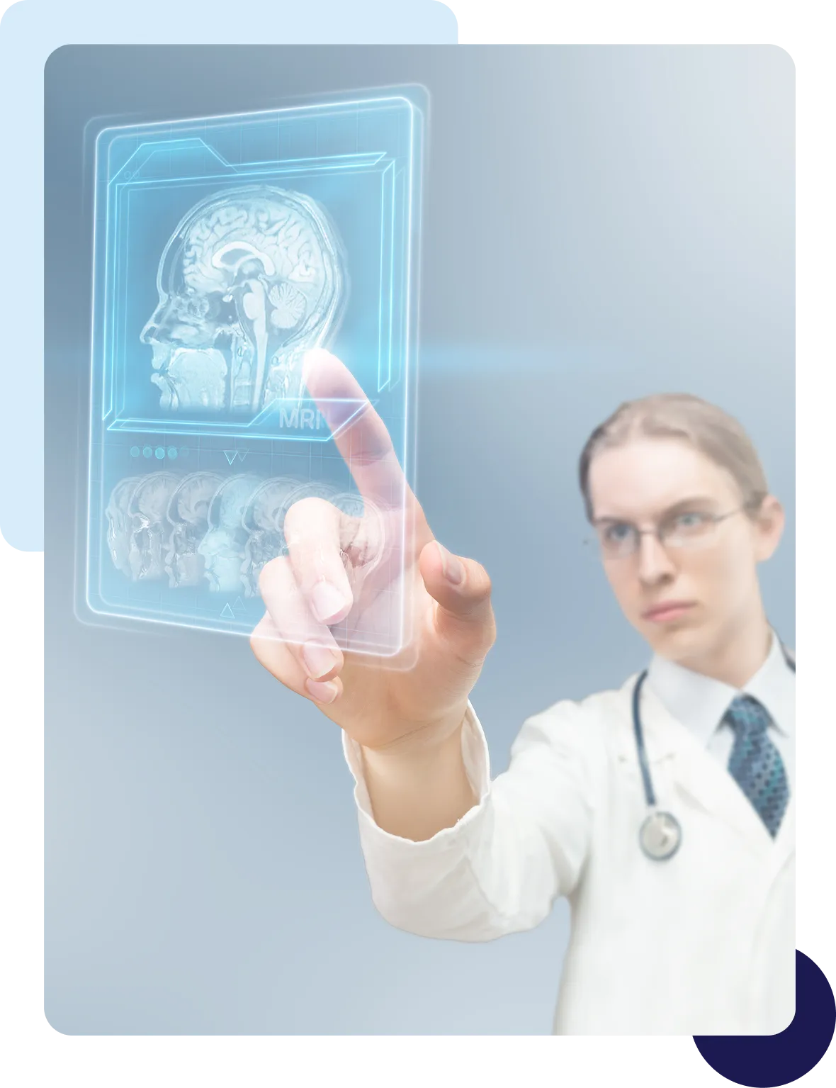 Medical professional reviewing MRI image